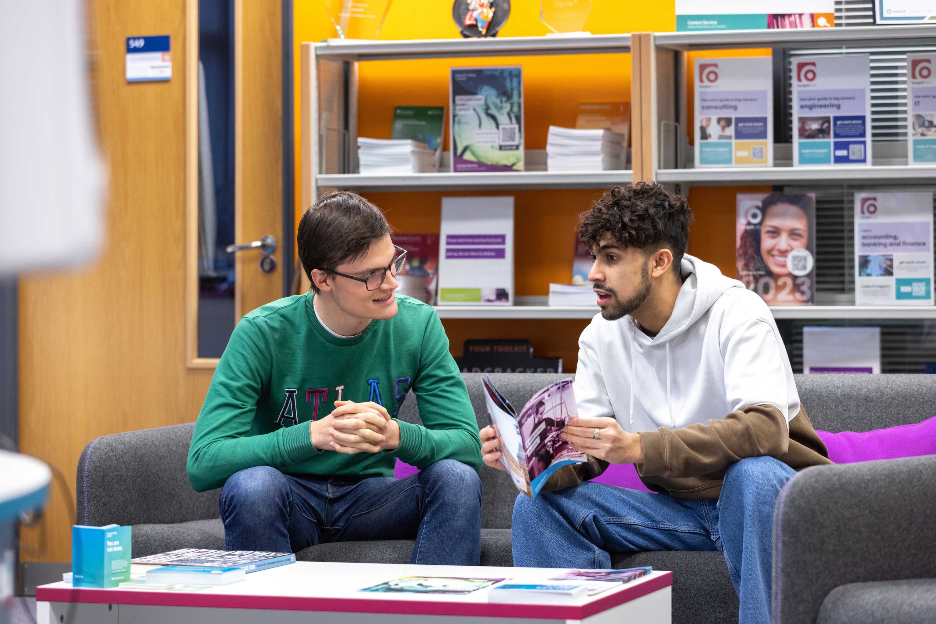 A student getting advice in the Careers Service